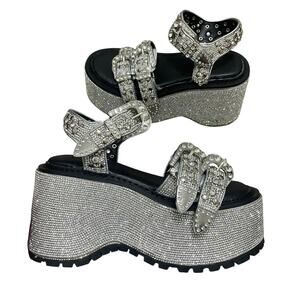 Dolls Kill Club Exx Radiant Western Platform Sandals – Size 5M – New